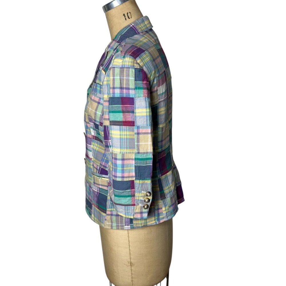 Vintage womans blazer in madras plaid patchwork by Lord & Taylor Size S/M - Picture 3 of 10